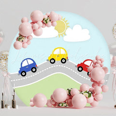 Cars Round Backdrop For Fast-Paced Kids Party Celebration