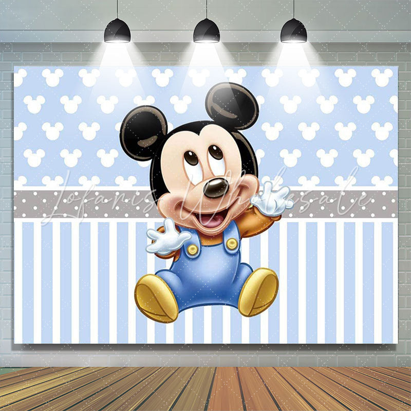Lofaris Cartoom Little Mouse Light Blue Birthday Backdrops