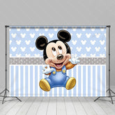 Lofaris Cartoom Little Mouse Light Blue Birthday Backdrops