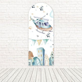 Cartoon Airplane Adventure Arch Backdrop For Fun Travel Themes