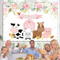 Lofaris Cartoon Animals Birthday Backdrop for Girl Cake Table
