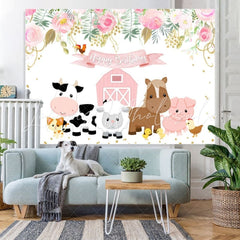 Lofaris Cartoon Animals Birthday Backdrop for Girl Cake Table