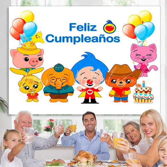 Lofaris Cartoon Animals Feliz Cumpleanos Birthday Party Backdrop