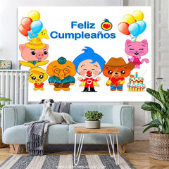 Lofaris Cartoon Animals Feliz Cumpleanos Birthday Party Backdrop