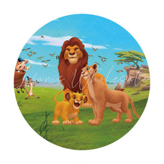 Lofaris Cartoon Animals World Round Happy Birthday Backdrop