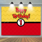 Lofaris Cartoon Ball Yellow Red Happy 1st Birthday Backdrop