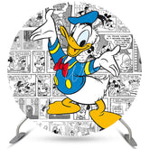 Lofaris Cartoon Blue Dark Round Kids Birthday Backdrop Banner