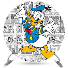 Lofaris Cartoon Blue Dark Round Kids Birthday Backdrop Banner