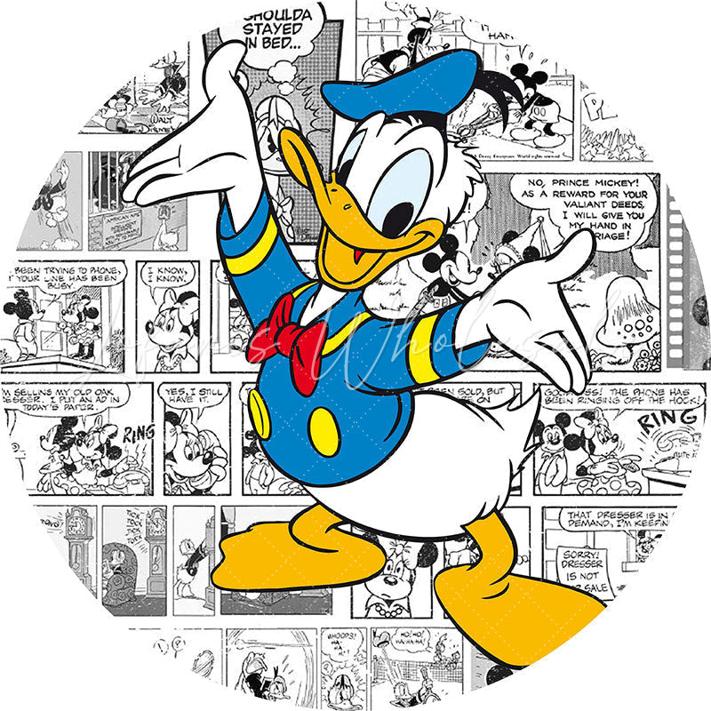 Lofaris Cartoon Blue Dark Round Kids Birthday Backdrop Banner