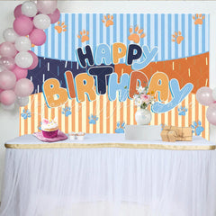 Cartoon Blue Dog Bluey Birthday Party Backdrop For Boy And Girl