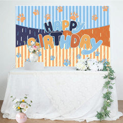 Cartoon Blue Dog Bluey Birthday Party Backdrop For Boy And Girl