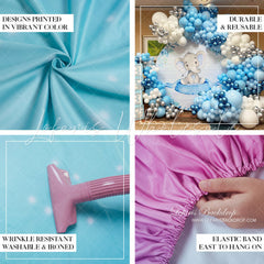 Lofaris Cartoon Blue Dog Green Field Round Party Backdrop Kit