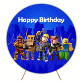 Cartoon Blue Roblox Games Round Happy Birthday Backdrop