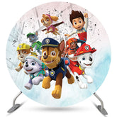 Lofaris Cartoon Boy And Little Dogs Round Birthday Backdrop