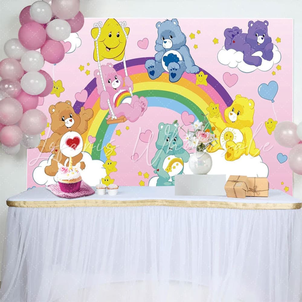 Cartoon Care Cute Bear Birthday Decorations Backdrop For Children Kids