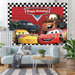 Lofaris Cartoon Cars Happy Birthday Party Backdrop For Boy