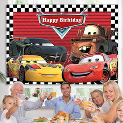 Lofaris Cartoon Cars Happy Birthday Party Backdrop For Boy