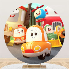 Lofaris Cartoon Character Car Round Birthday Party Backdrop
