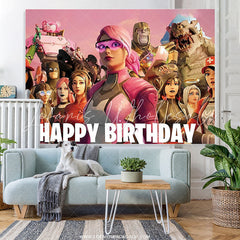 Lofaris Cartoon Character Game Heroes Happy Birthday Backdrop
