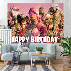 Lofaris Cartoon Character Game Heroes Happy Birthday Backdrop