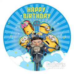 Lofaris Cartoon Characters Drive Happy Birthday Round Backdrop