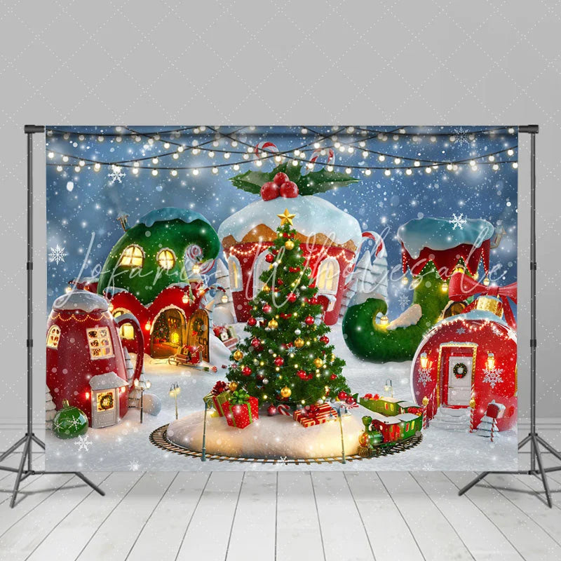 Lofaris Cartoon Christmas Winter Snow Pine Tree Backdrop for Kid Party