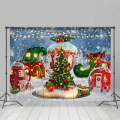 Lofaris Cartoon Christmas Winter Snow Pine Tree Backdrop for Kid Party