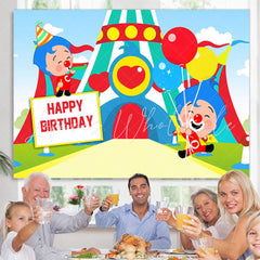 Lofaris Cartoon Circus Clown Boys Happy Birthday Backdrop