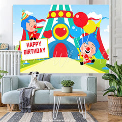 Lofaris Cartoon Circus Clown Boys Happy Birthday Backdrop