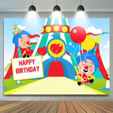 Lofaris Cartoon Circus Clown Boys Happy Birthday Backdrop