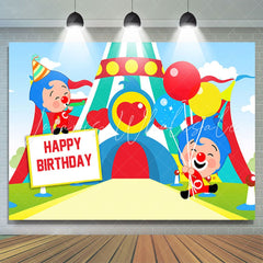 Lofaris Cartoon Circus Clown Boys Happy Birthday Backdrop