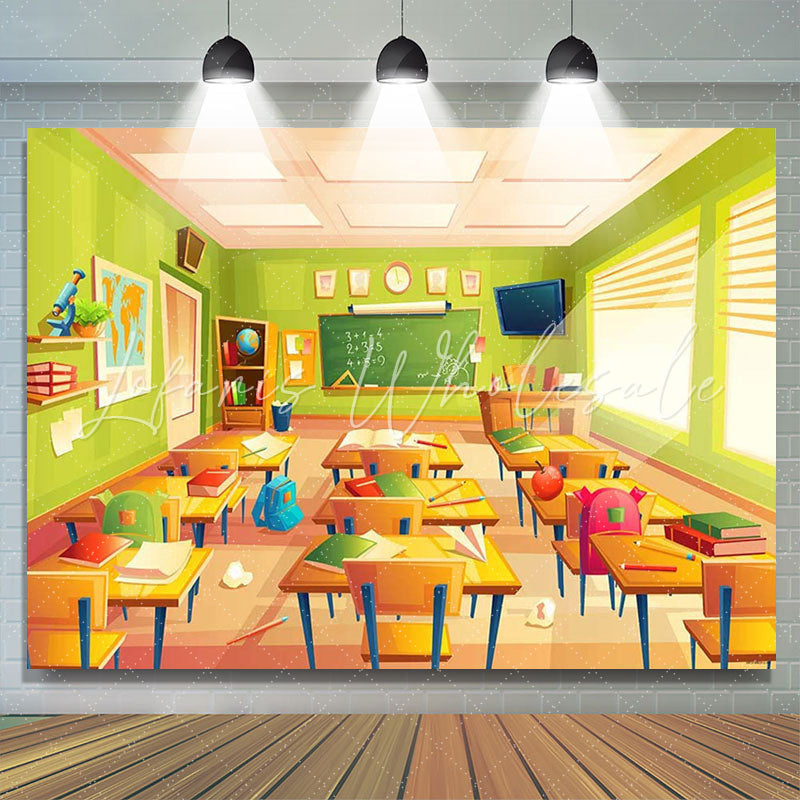 Lofaris Cartoon Classroom Theme Back To School Party Backdrop
