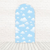 Cartoon Clouds Sky Bright Arch Backdrop For Playful Party Photoset