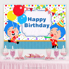 Lofaris Cartoon Clown Balloon Happy Birthday Backdrop for Boys