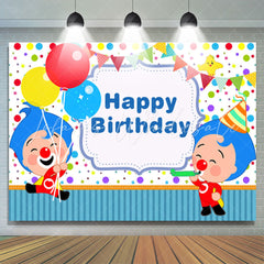 Lofaris Cartoon Clown Balloon Happy Birthday Backdrop for Boys