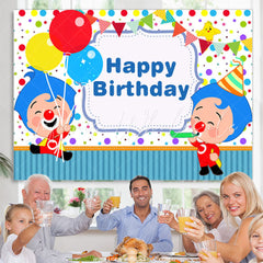 Lofaris Cartoon Clown Balloon Happy Birthday Backdrop for Boys