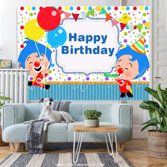 Lofaris Cartoon Clown Balloon Happy Birthday Backdrop for Boys