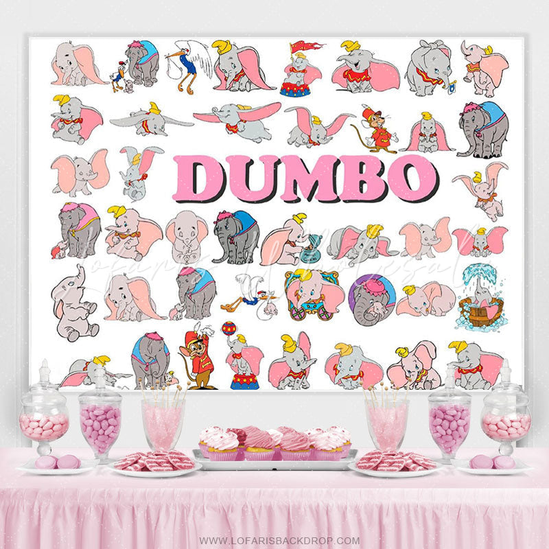 Lofaris Cartoon Clute Elephants Happy Kids Birthday Backdrop