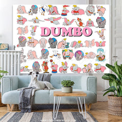 Lofaris Cartoon Clute Elephants Happy Kids Birthday Backdrop