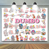 Lofaris Cartoon Clute Elephants Happy Kids Birthday Backdrop