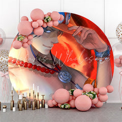 Lofaris Cartoon Cool Boy Round Red Birthday Backdrop For