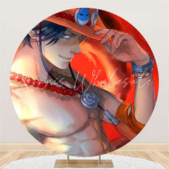 Lofaris Cartoon Cool Boy Round Red Birthday Backdrop For