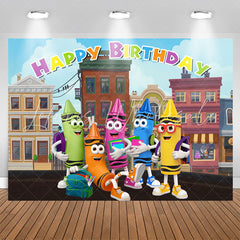 Lofaris Cartoon Crayon Back To School Birtyday Backdrop