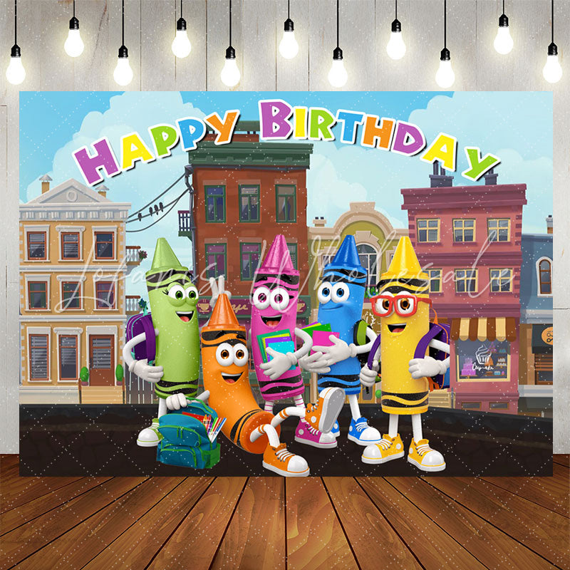 Lofaris Cartoon Crayon Back To School Birtyday Backdrop