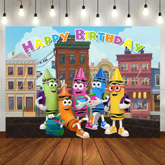 Lofaris Cartoon Crayon Back To School Birtyday Backdrop