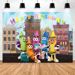 Lofaris Cartoon Crayon Back To School Birtyday Backdrop