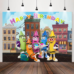 Lofaris Cartoon Crayon Back To School Birtyday Backdrop