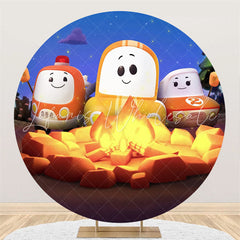 Lofaris Cartoon Cute Cars Round Night Birthday Party Backdrop