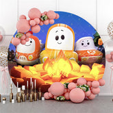 Lofaris Cartoon Cute Cars Round Night Birthday Party Backdrop