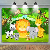 Lofaris Cartoon Cute Little Forest Animals Happy Birthday Backdrop